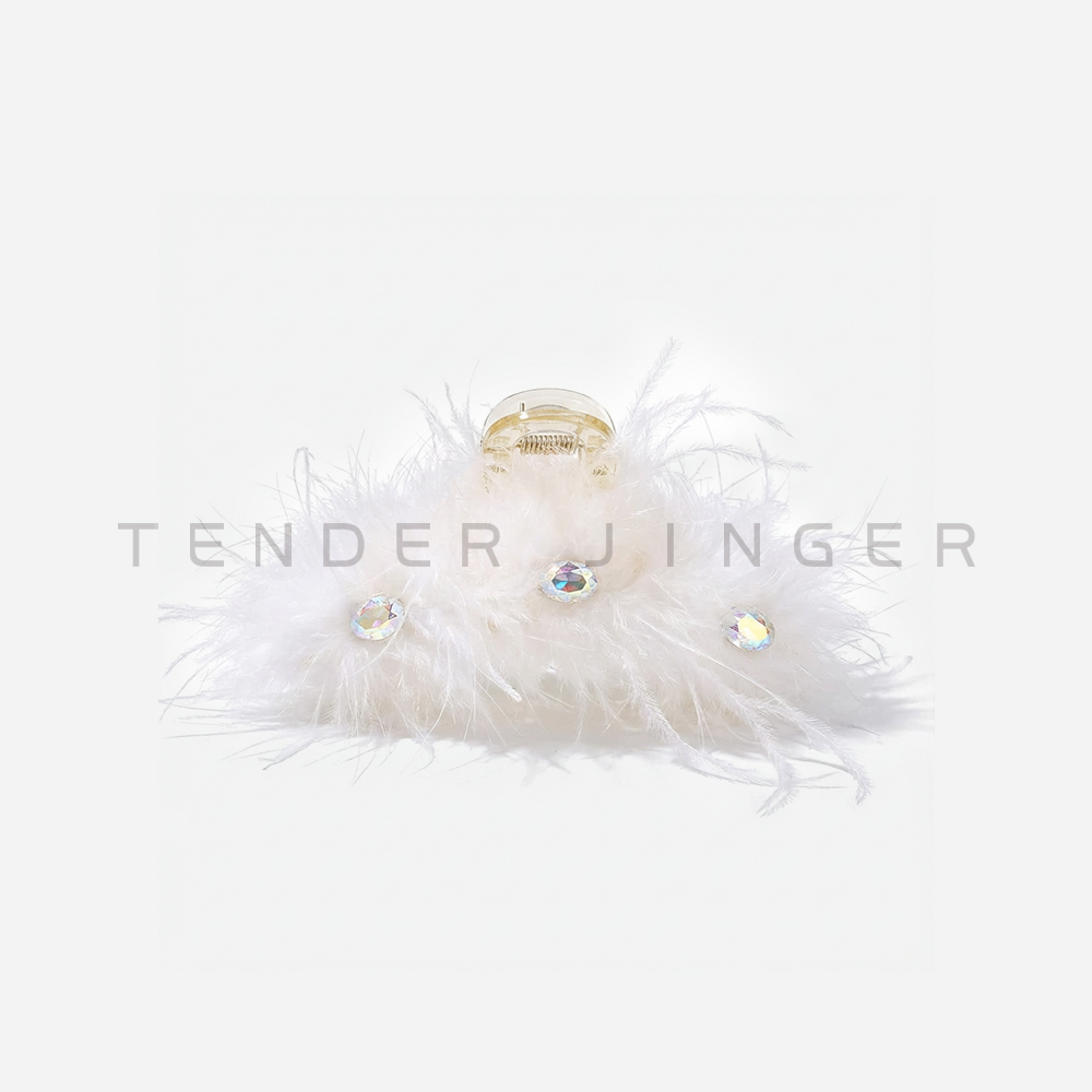 Tender Jinger｜简约纯色羽毛氛围感羽毛钻抓夹FS38067