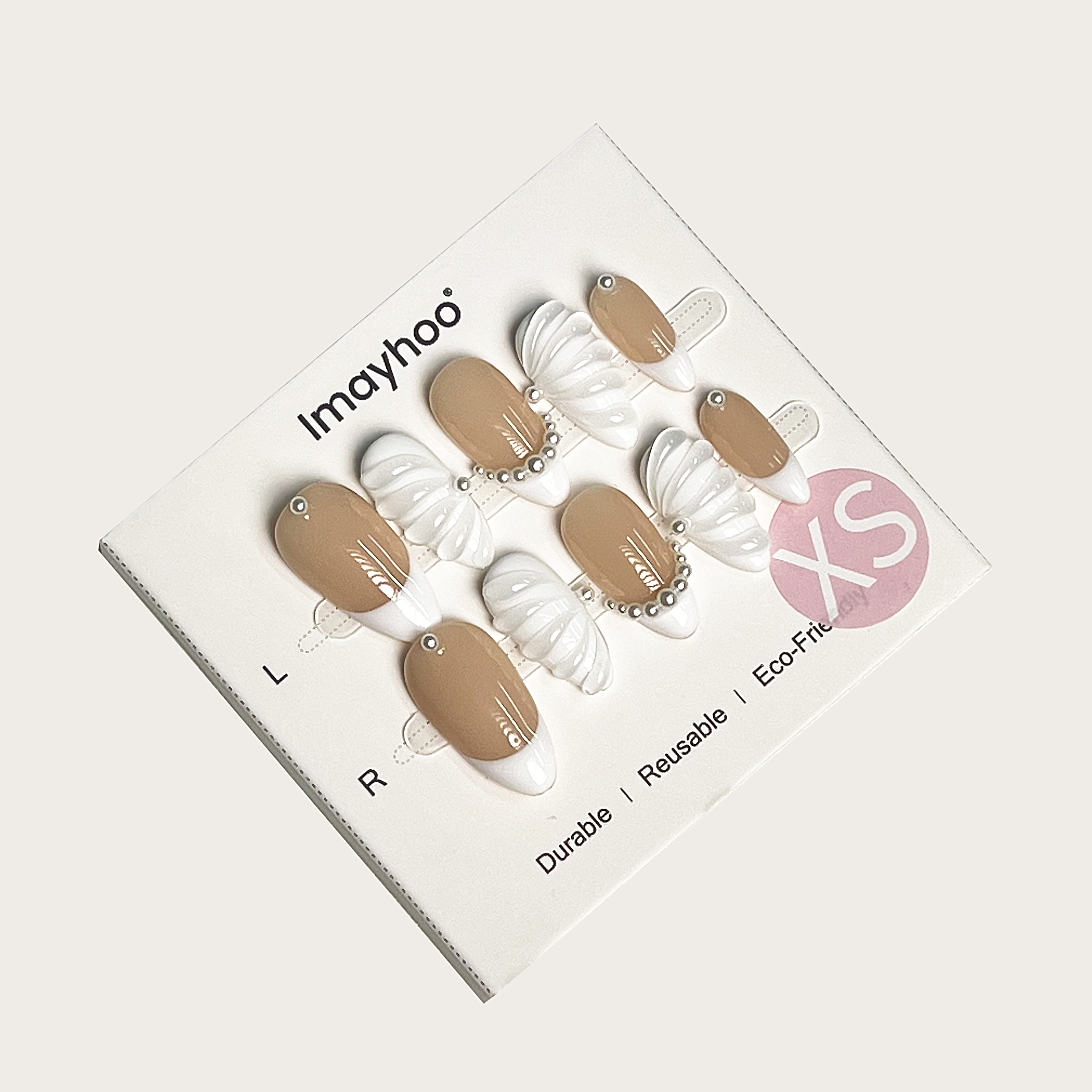 Imayhoo纯手工高定穿戴甲【椰奶糖霜】柔和奶杏色精致珍珠DF07025