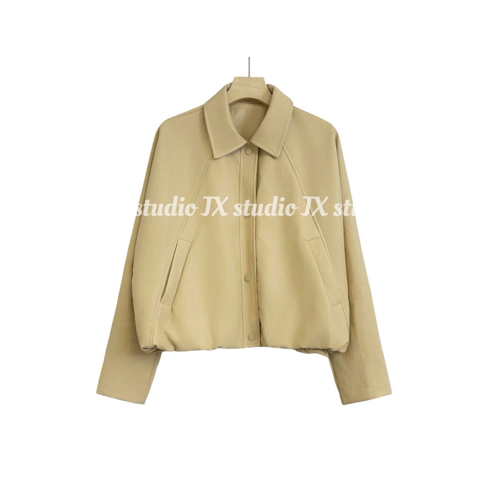 静贤【春日甜心】春季新款韩版百搭翻领皮衣外套