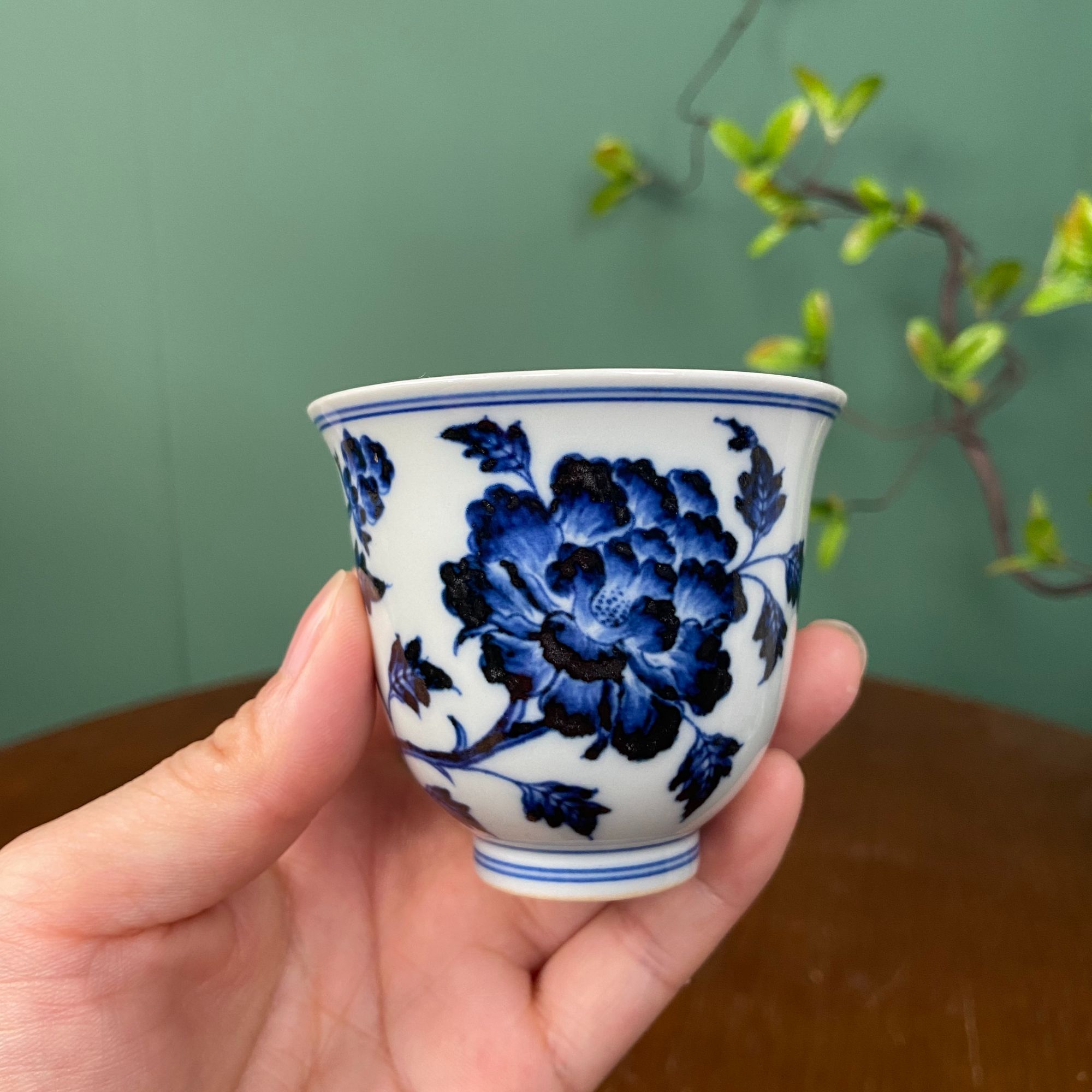 【望月御品】牡丹闻香杯手工手绘景德镇茶具容量80毫升