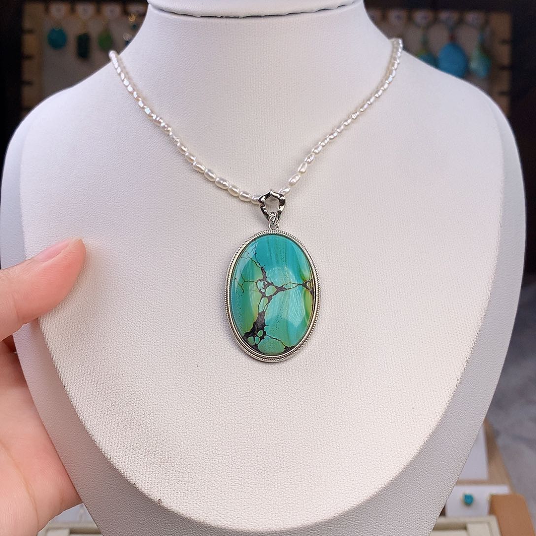 绿松石银S925镶嵌颈饰