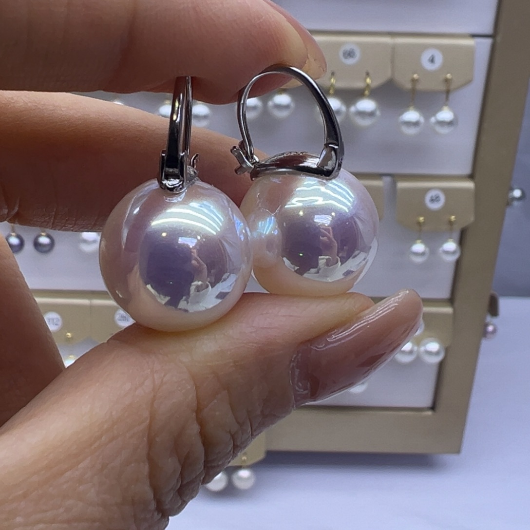 银S925镶嵌淡水珍珠耳饰