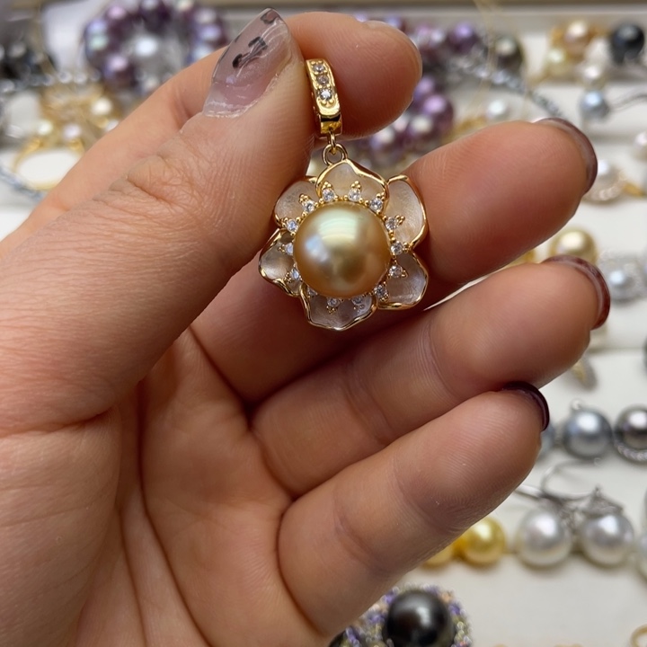 海水珍珠吊坠(不含链)银S925镶嵌