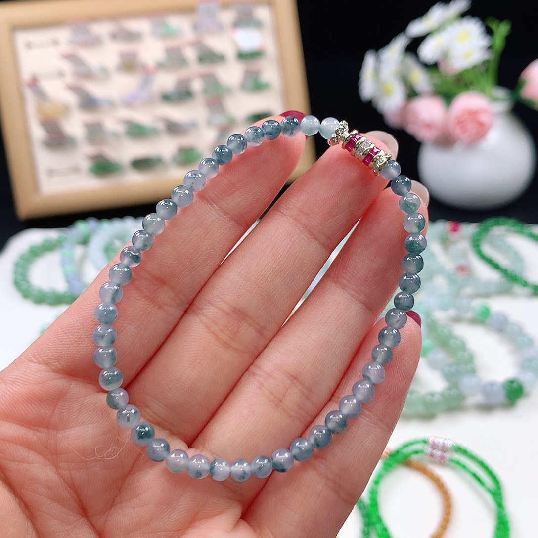 翡翠未镶嵌手链4mm