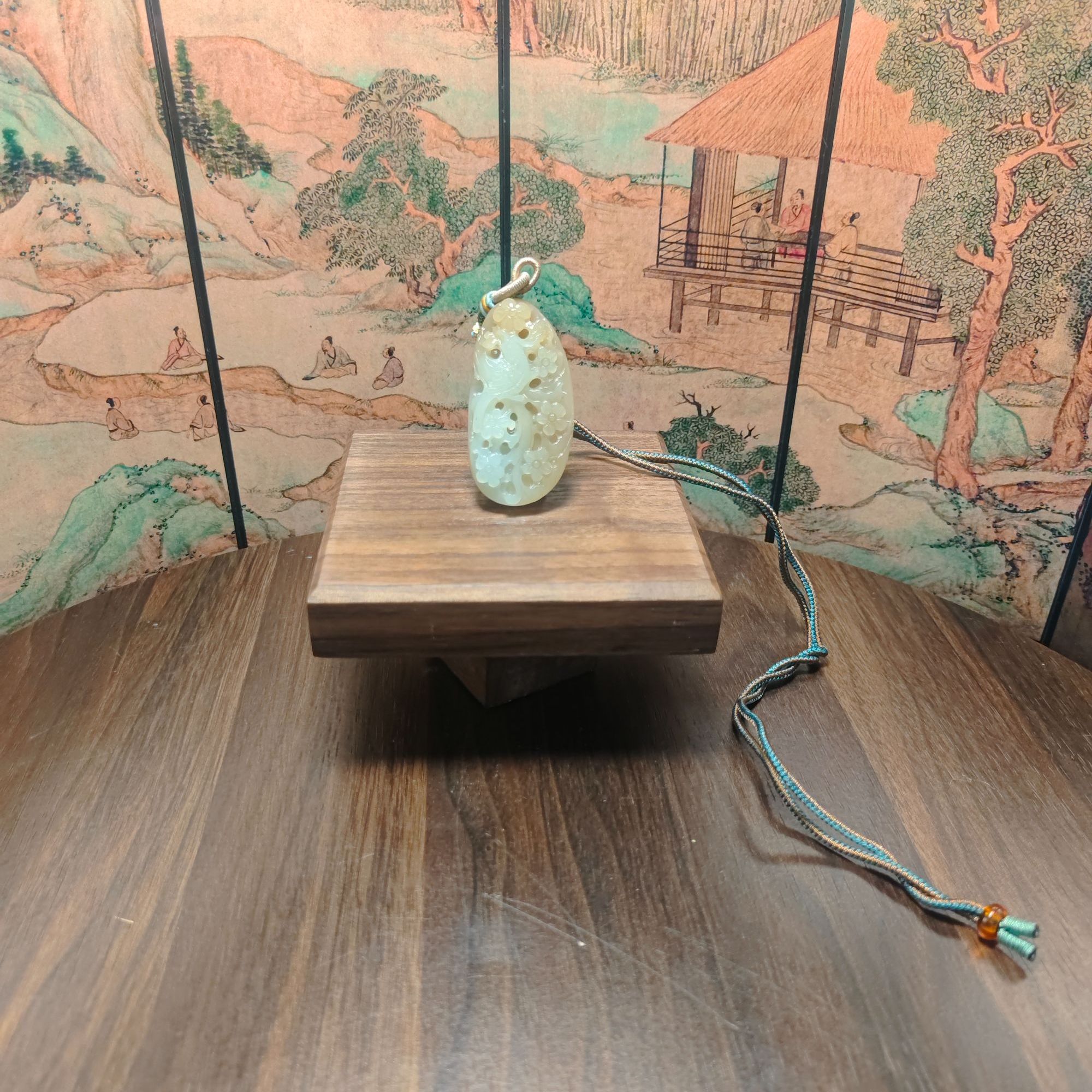 O和田玉糖白喜上眉梢吊坠1325