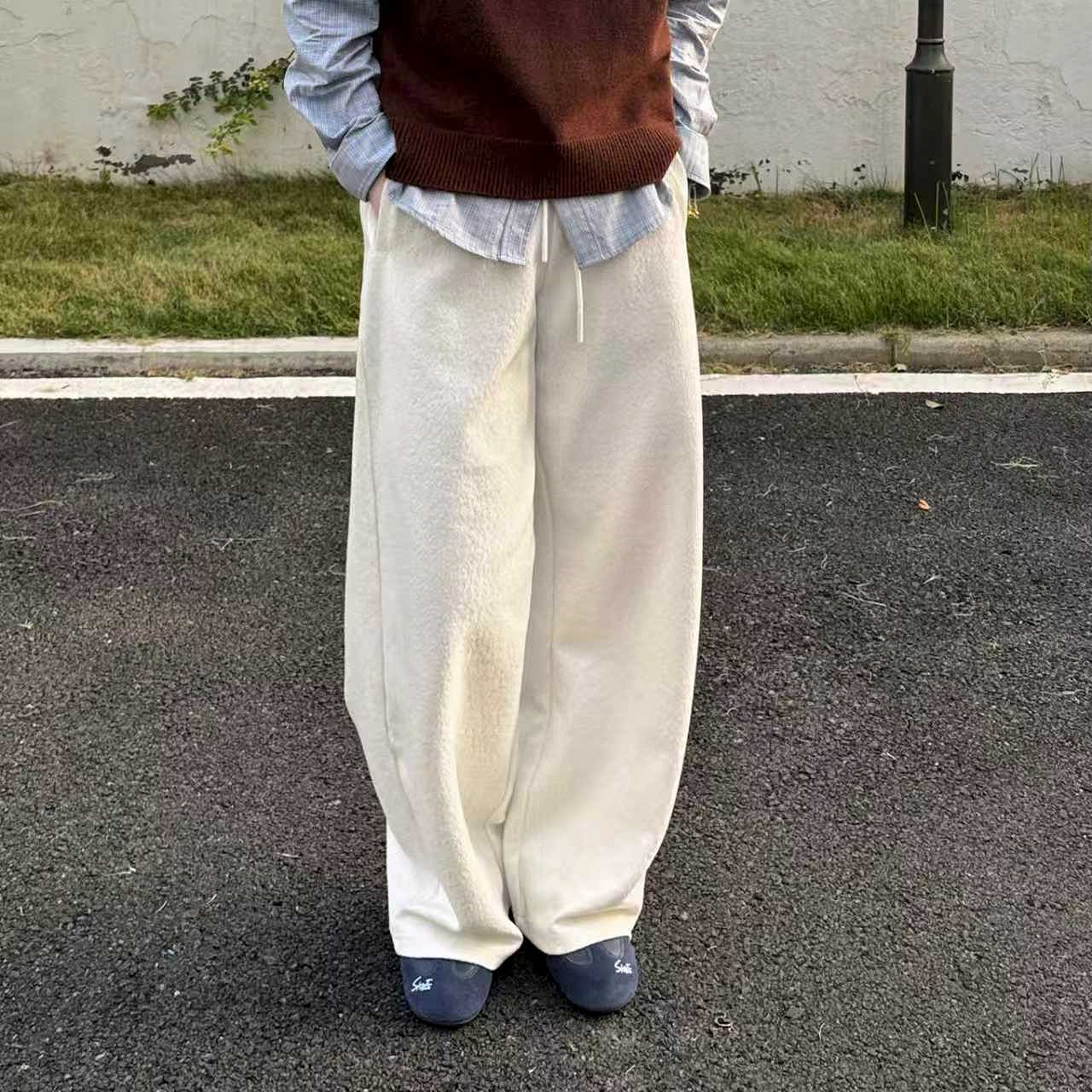 今婷【雪花绒】简约运动针织舒适直筒时尚抽绳加厚裤子-M25412317