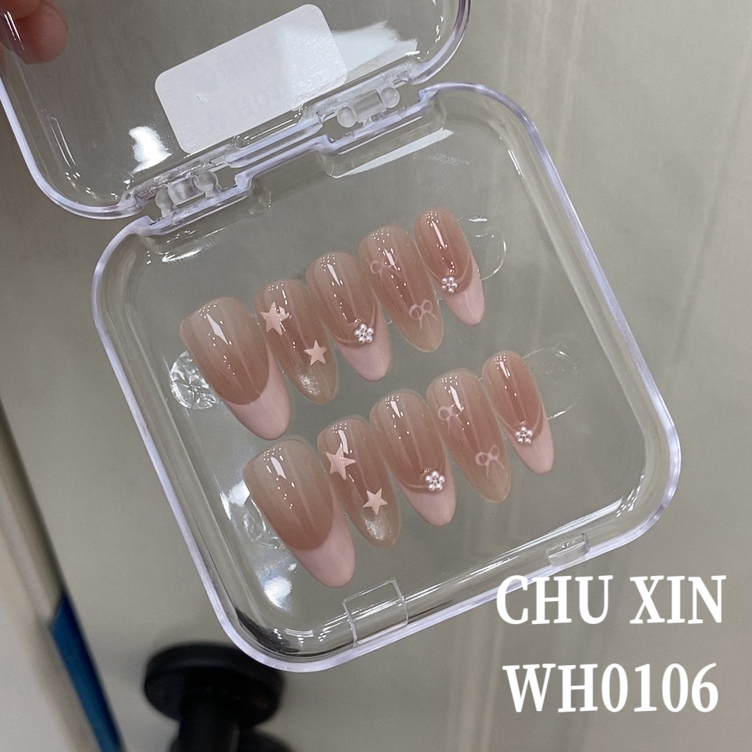 【WH0106奶油蓓蕾】纯手工穿戴甲夏日清新美甲可拆卸气质显白新款