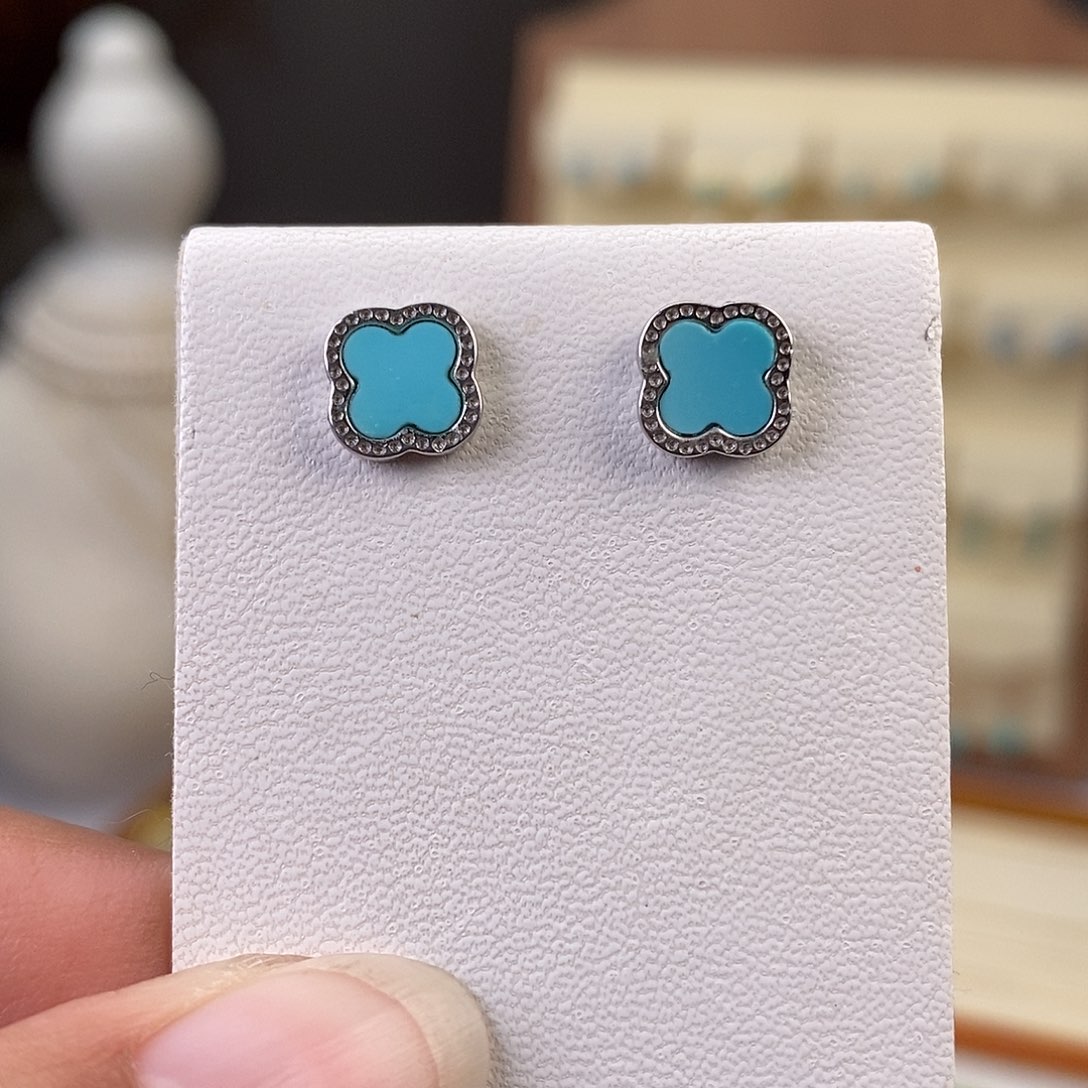 绿松石耳饰银S925镶嵌