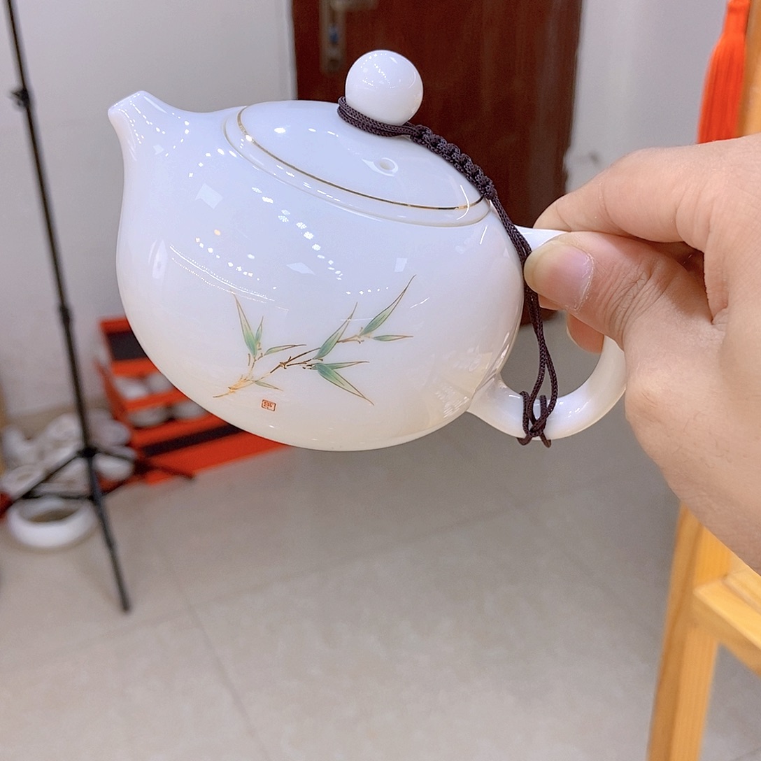 @***顺羊脂玉瓷茶具套装