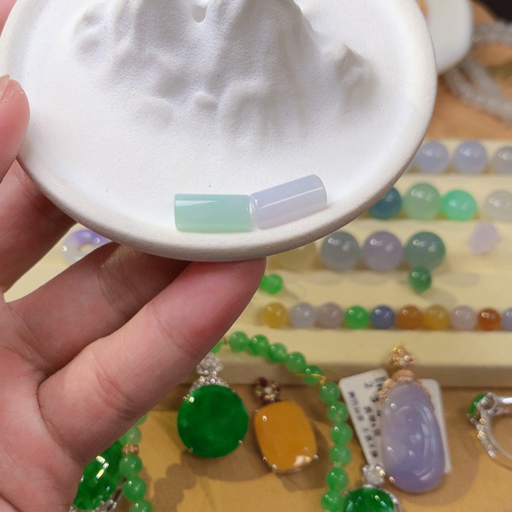 散珠翡翠桶珠一组DIY