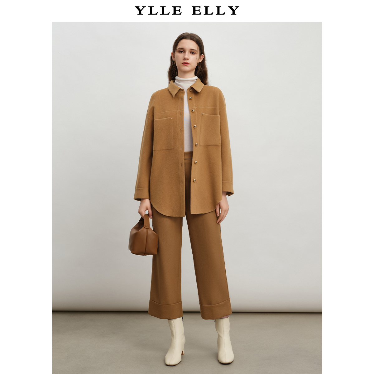 【籽言专属】秋冬女时尚驼色毛呢大衣Y426305664