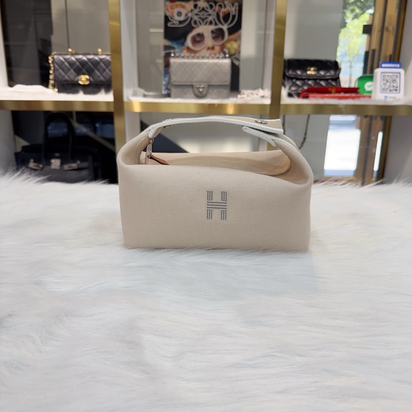 未使用 Hermes/爱马仕 Bride-a-Brac米白色布面收纳包