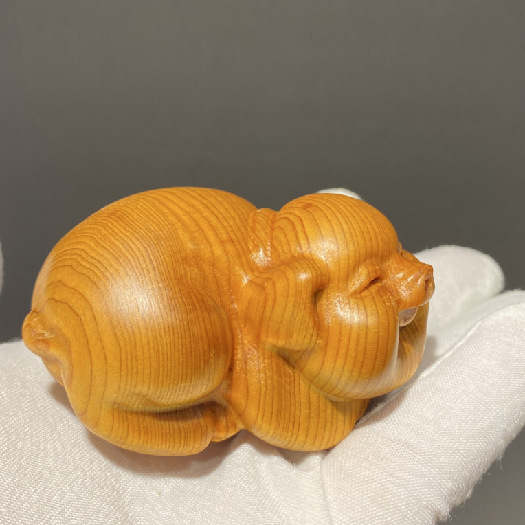 木雕工艺美术把件把玩崖柏动物猪福猪香味好