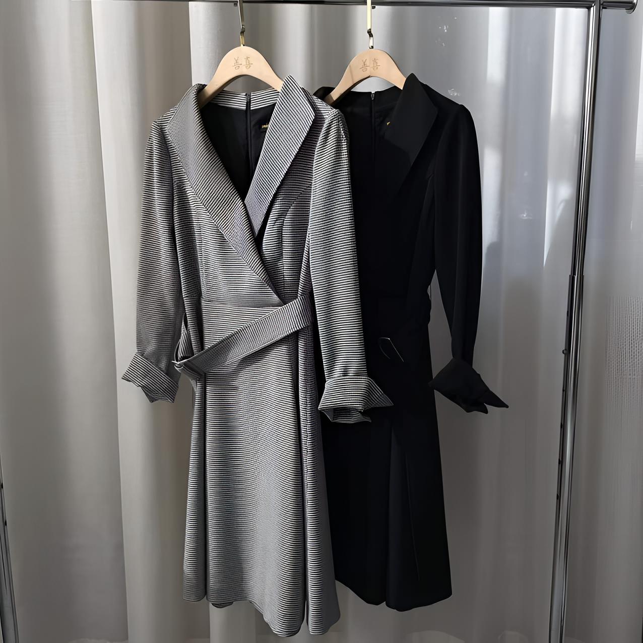 9226两色腰带连衣裙