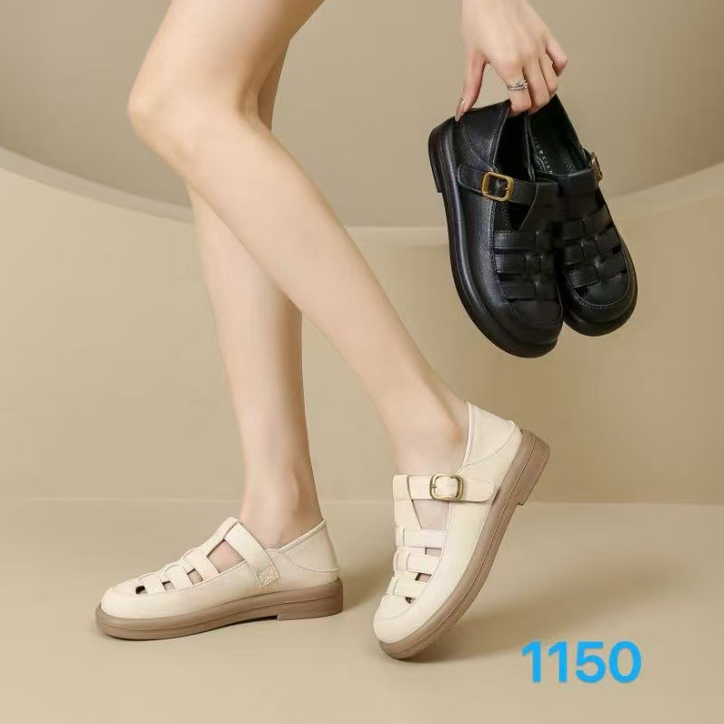 1105夏季女士白色防臭软底休闲豆豆凉鞋罗马凉鞋