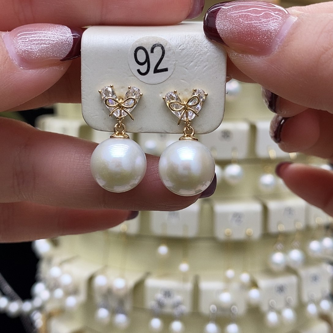 淡水珍珠耳饰银S925镶嵌
