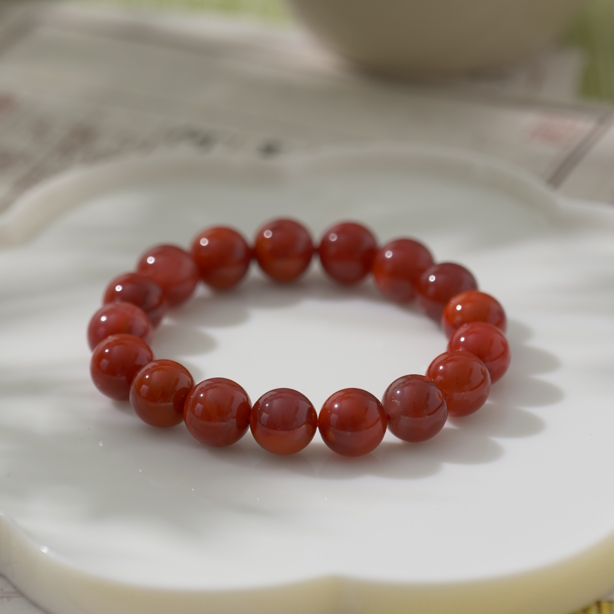025｜玫红单圈南红手串｜直径11.2mm手围15cm重32.2g