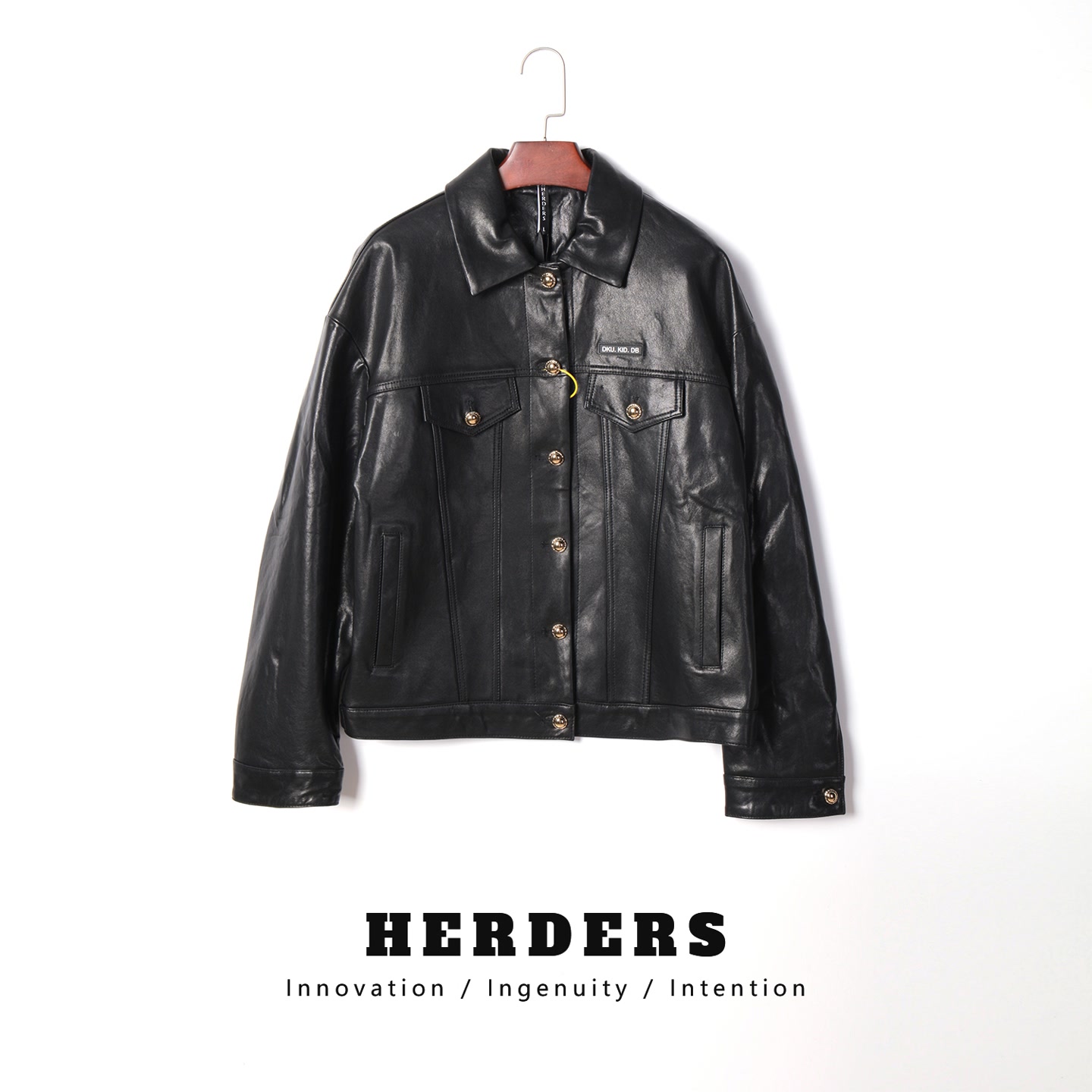 HERDERS 黑色潮流女装皮衣外套 32397
