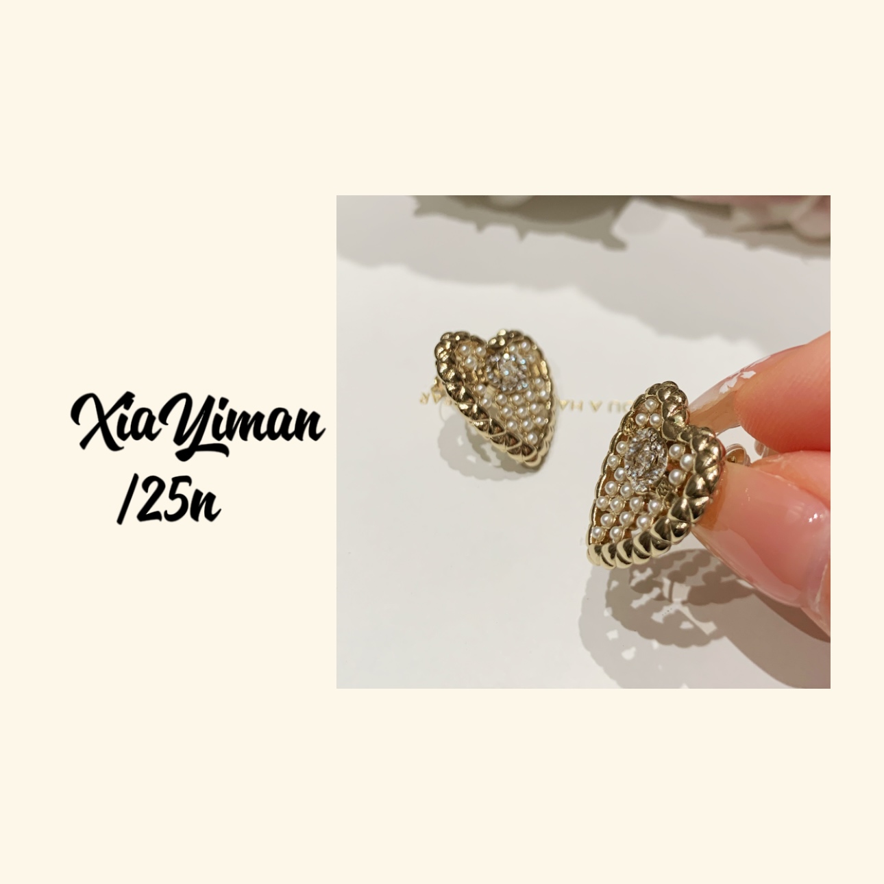 铜合金仿珍珠耳饰 复古微镶珠珠爱心耳钉MZ3360