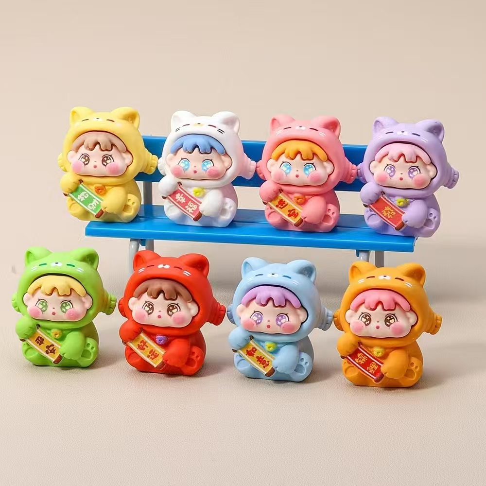 QQ女孩风格招财猫DIY萌粒树脂手工配件