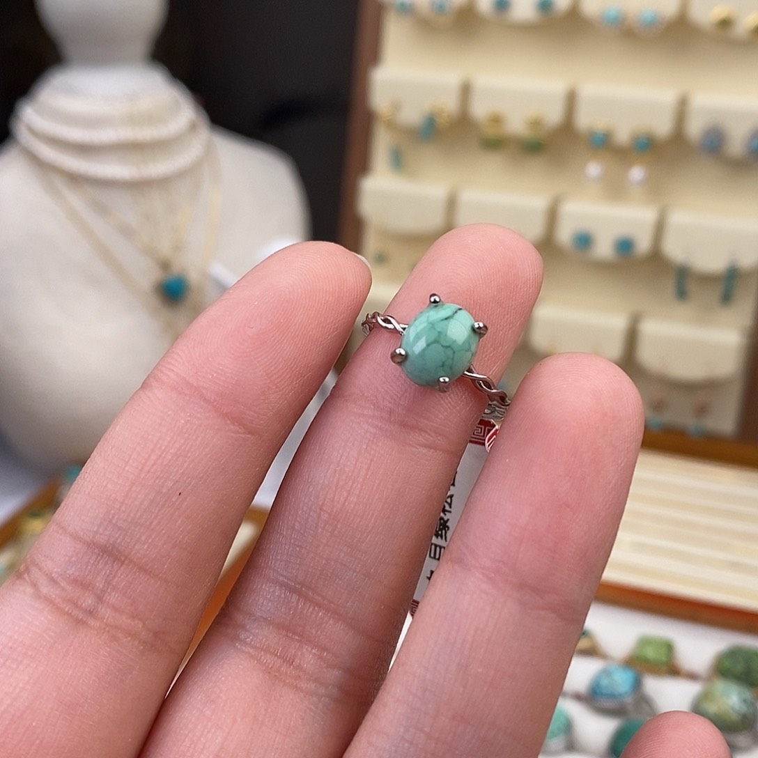 绿松石戒指银S925镶嵌