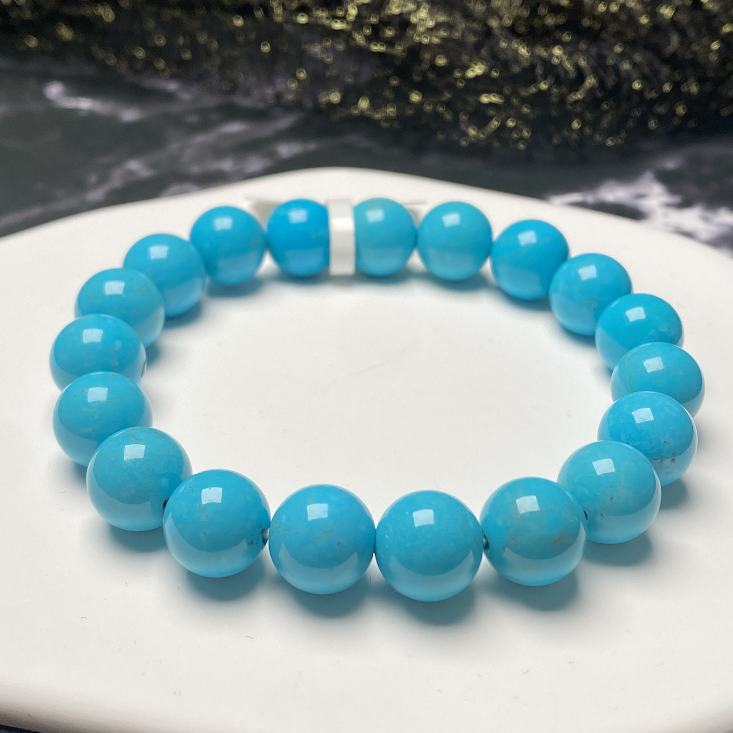 『开播福利』B0219 原矿绿松石圆珠手串 10mm 