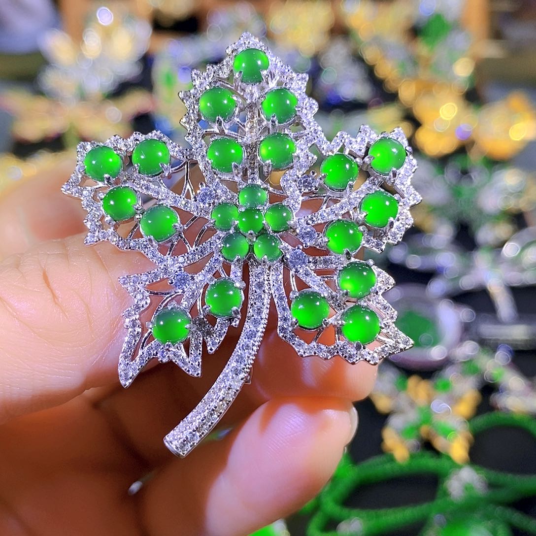 吊坠(不含链)银S925镶嵌翡翠