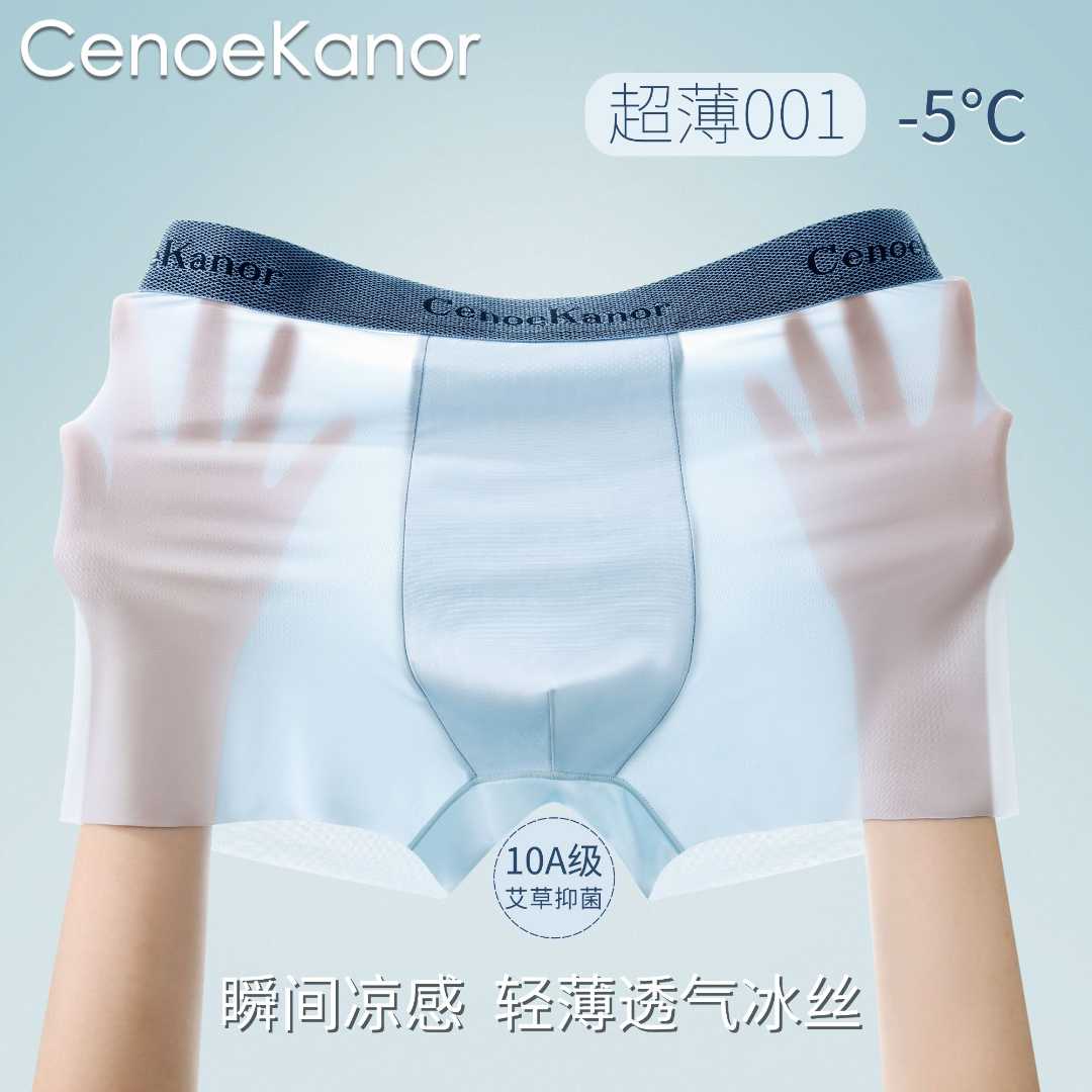 CenoeKanor男士内裤平角冰丝舒适凉感运动短裤无痕透气礼盒装4条