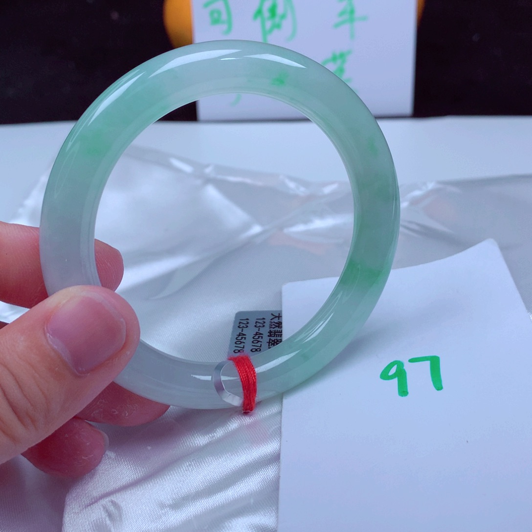 未镶嵌手镯翡翠缅甸天然A货翡翠手镯54.6圆条