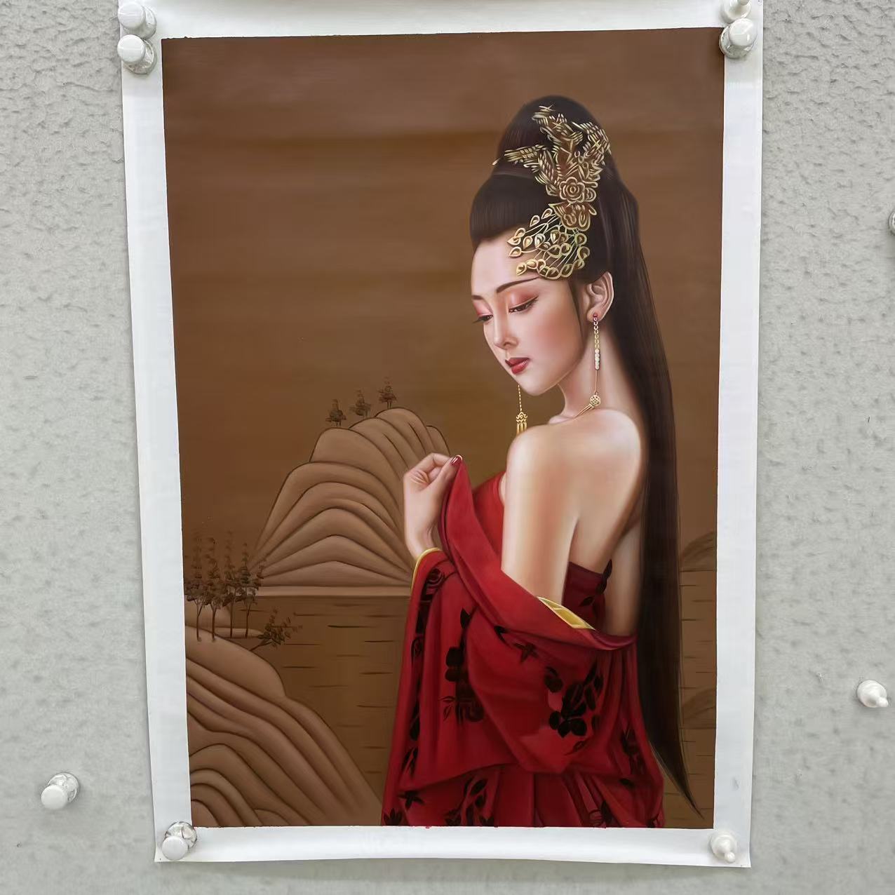 林彦新*江山美人-约60*90厘米-手绘油画-麻布