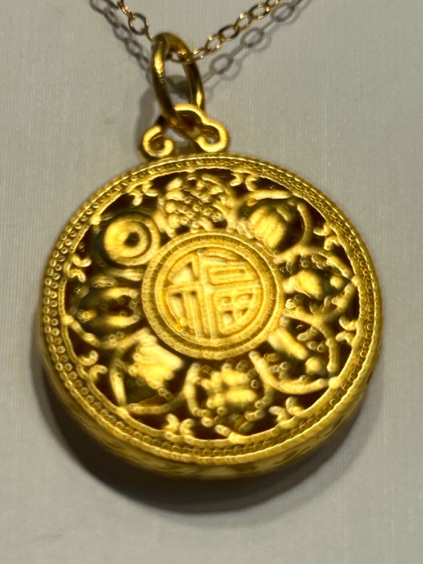 足金999八宝罗盘挂件