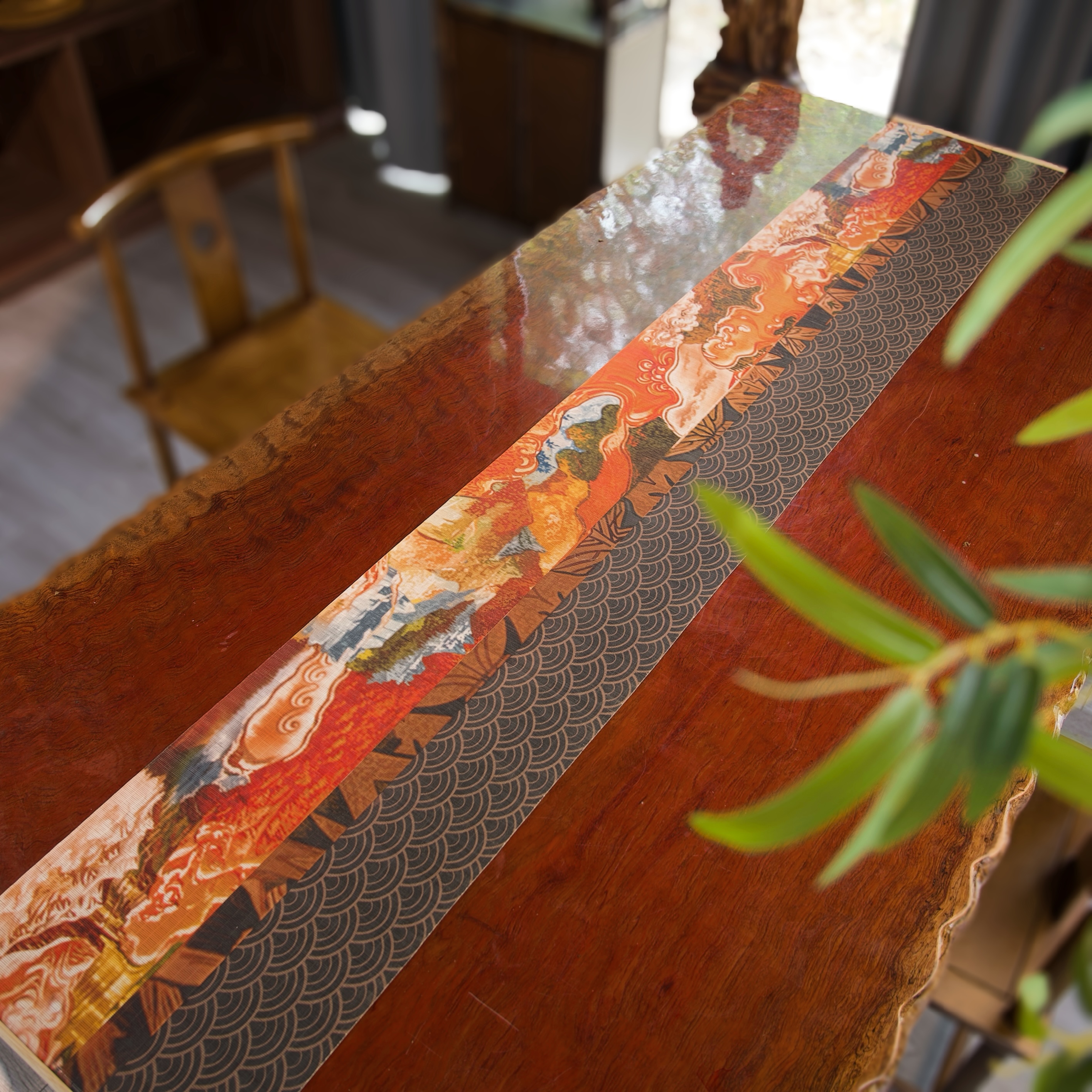 新款竹制布垫归云杜鹃茶席双面正反两色复古中国风手工茶垫古风