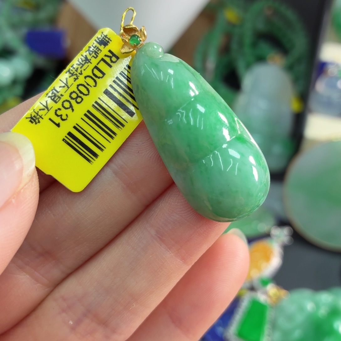 翡翠18K金镶嵌吊坠(不含链)