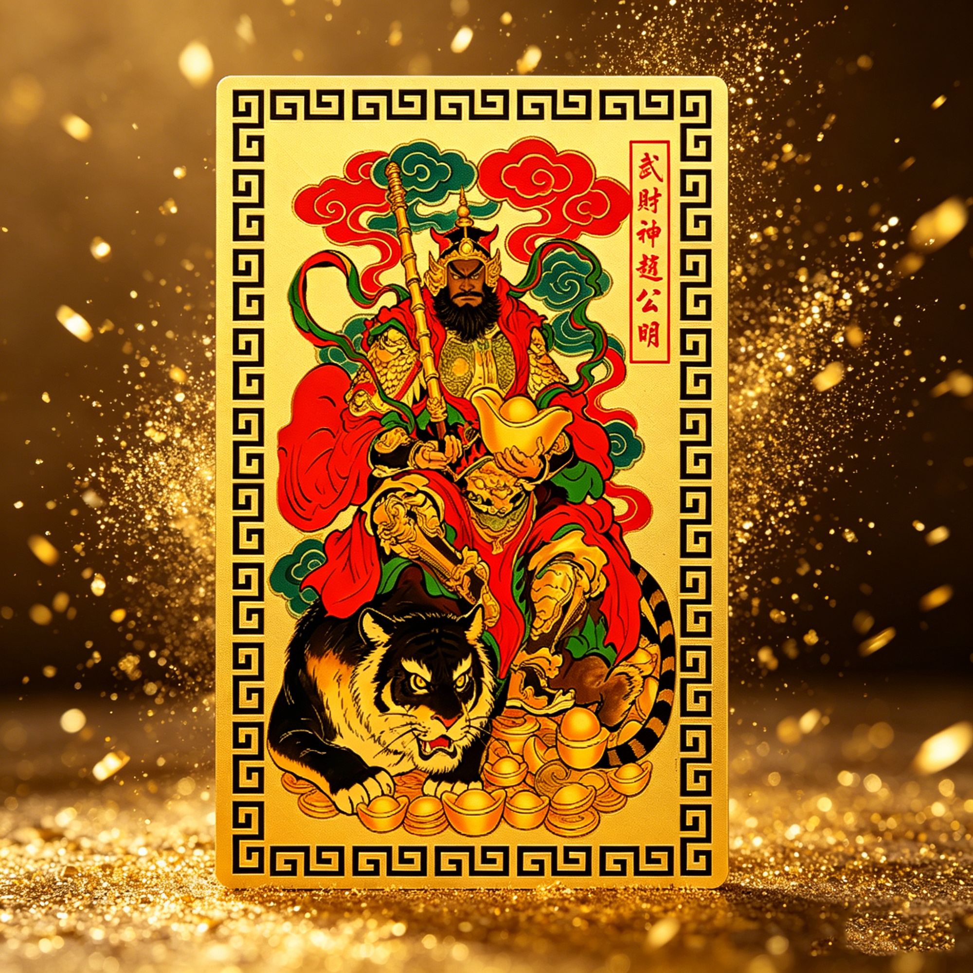 丙午马年-新款武财神赵公明文化金卡随身符卡创意贴纸商品图