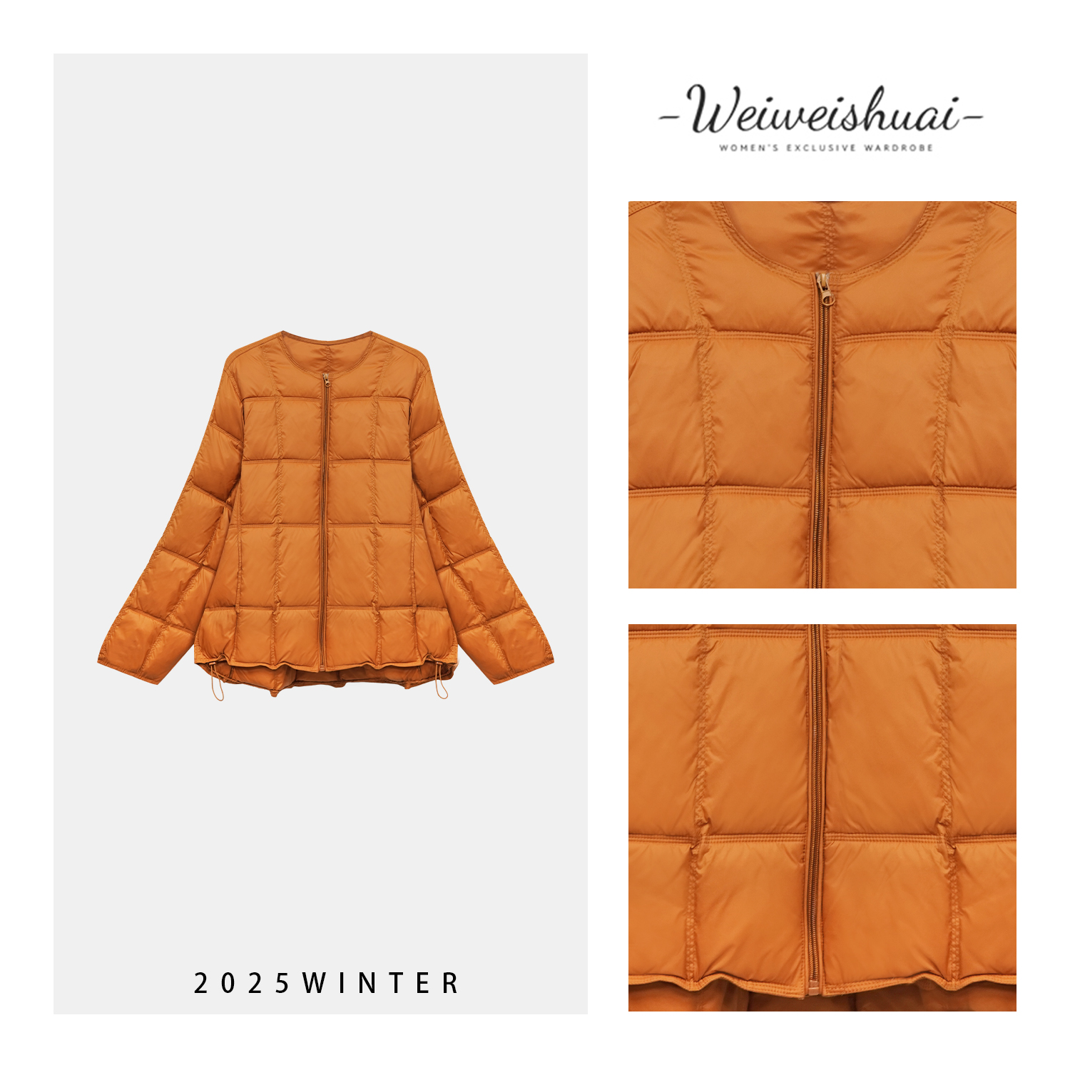 【广州微姐】冬季时尚潮流宽松百搭圆领休闲女款长袖羽绒服外套F61