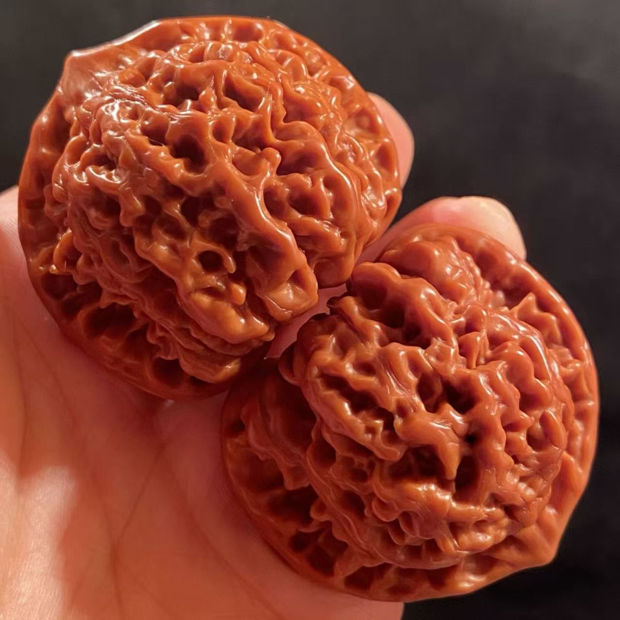 （直播间选购价格）文玩核桃机刷官帽四座楼蛤蟆头手把件