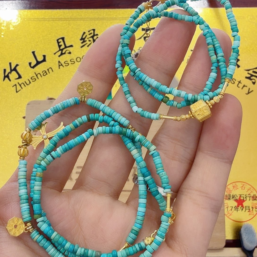 绿松石18K金镶嵌配饰