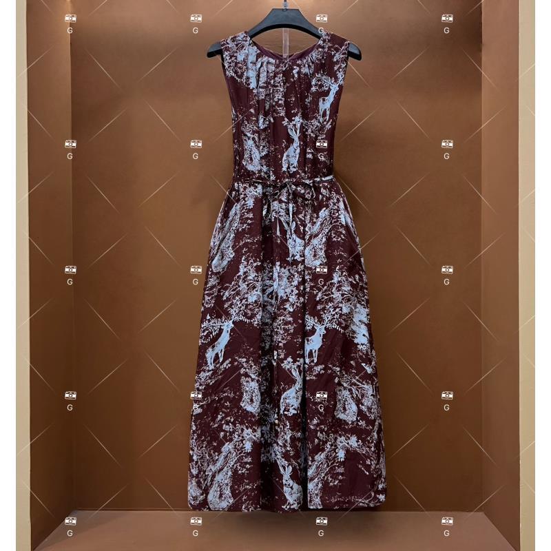 【RR姐】18夏季新款复古时尚百搭印花无袖连衣裙 H-288