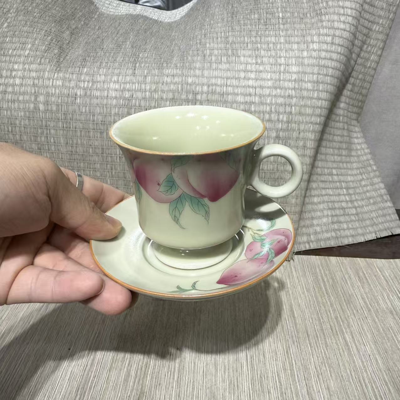 【闪购商品】秘黄汝窑茶杯粉桃  mhrykfbft