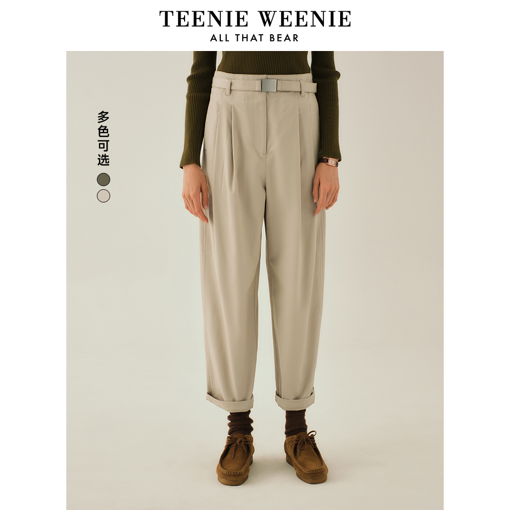 TeenieWeenie小熊简约直筒宽松休闲裤新款舒适女长裤TTTC248V12N