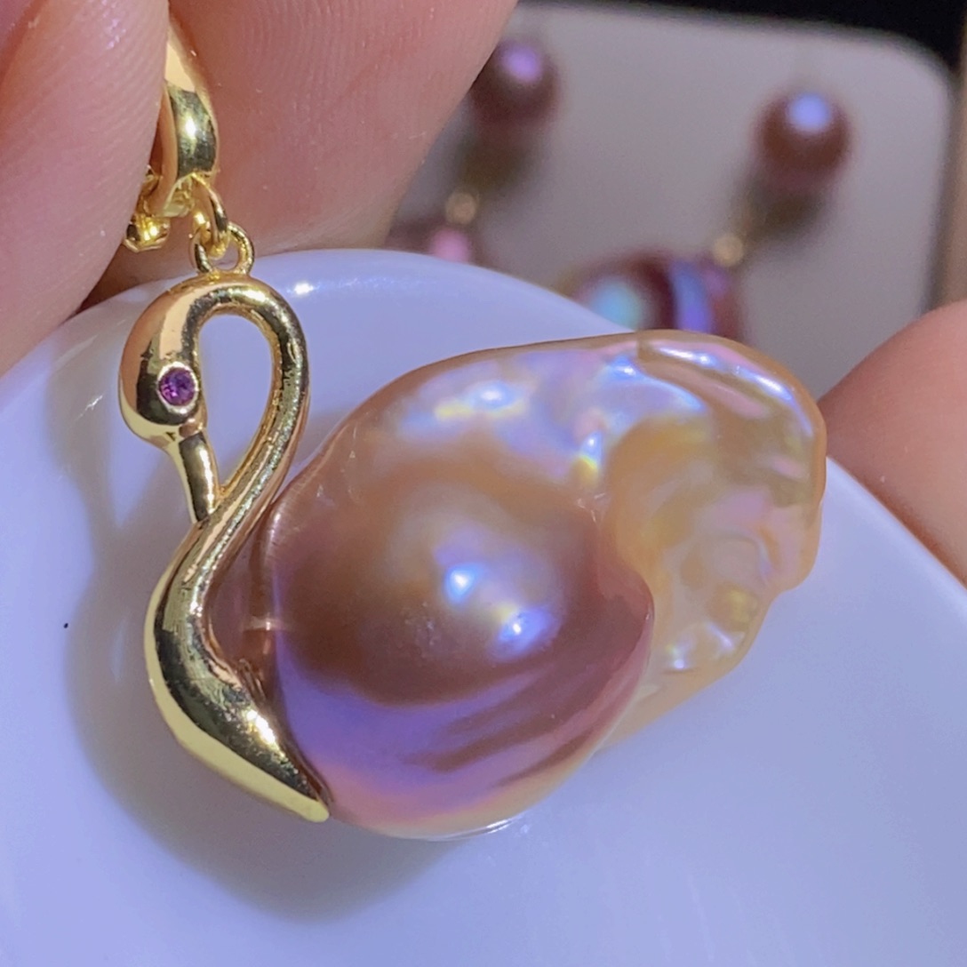 银S925镶嵌淡水珍珠天然淡水珍珠无染色无优化