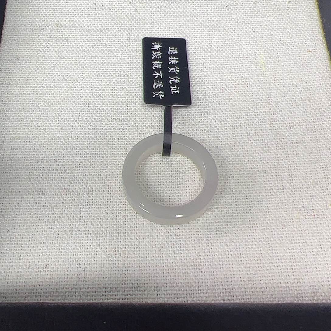 和田玉戒指未镶嵌13号浅灰白