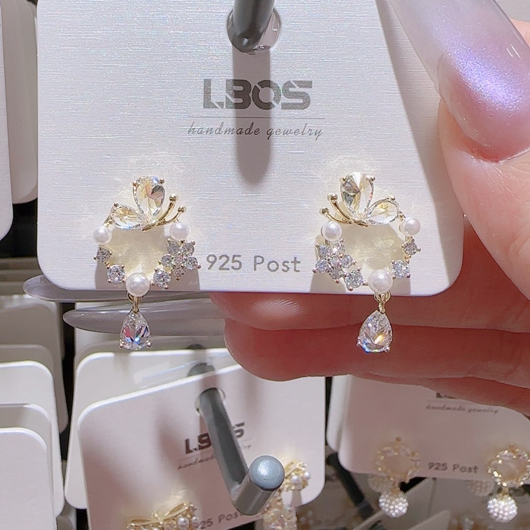 锆石铜合金925银耳环