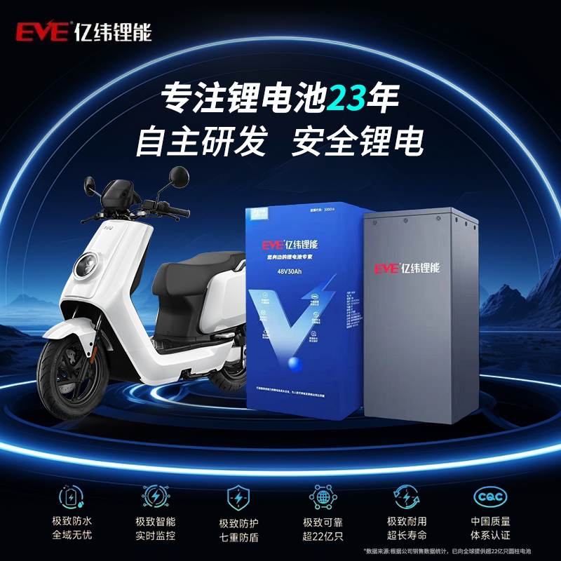 亿纬锂能/磷酸铁锂/电动车锂电池/车规级全新A品电芯/48V20AH