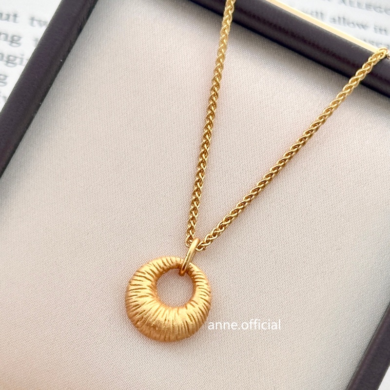 铜合金项链 拉丝平安扣小金坨圆环项链【A115】