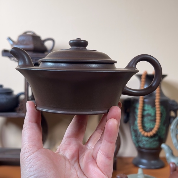 紫砂茶壶花*高虚扁老紫泥