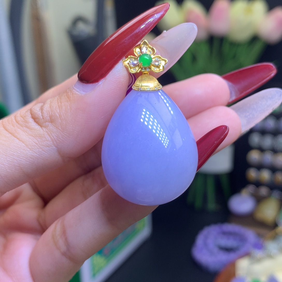 翡翠颈饰18K金镶嵌天然