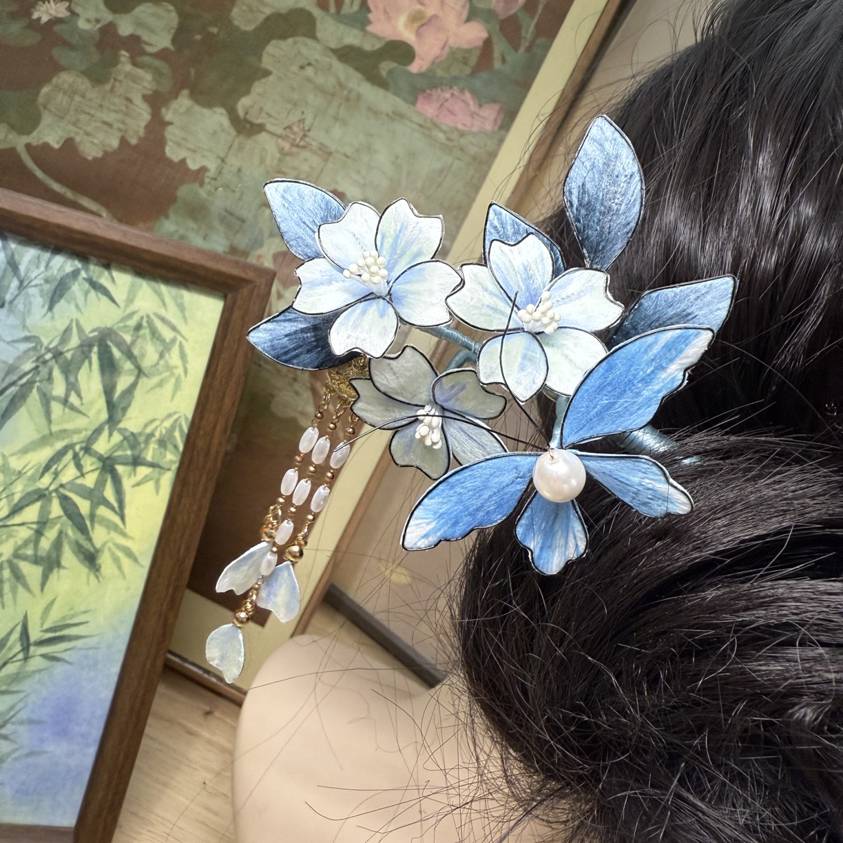 江南浔孤品绒花 默认双直簪 改主体找客服