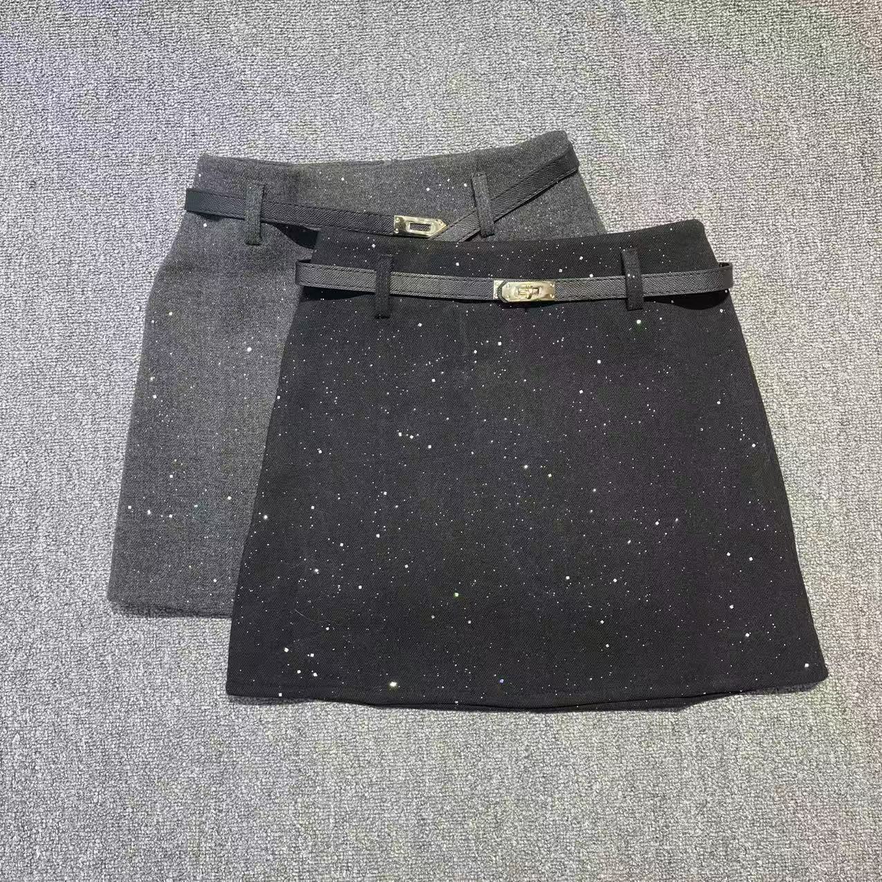 盛雅姿气质时尚百搭高级满天心高腰毛呢半裙中裙(裙长40左右)9662