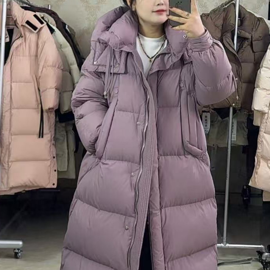 专柜品韩版中长款过膝女冬季新款连帽加厚保暖